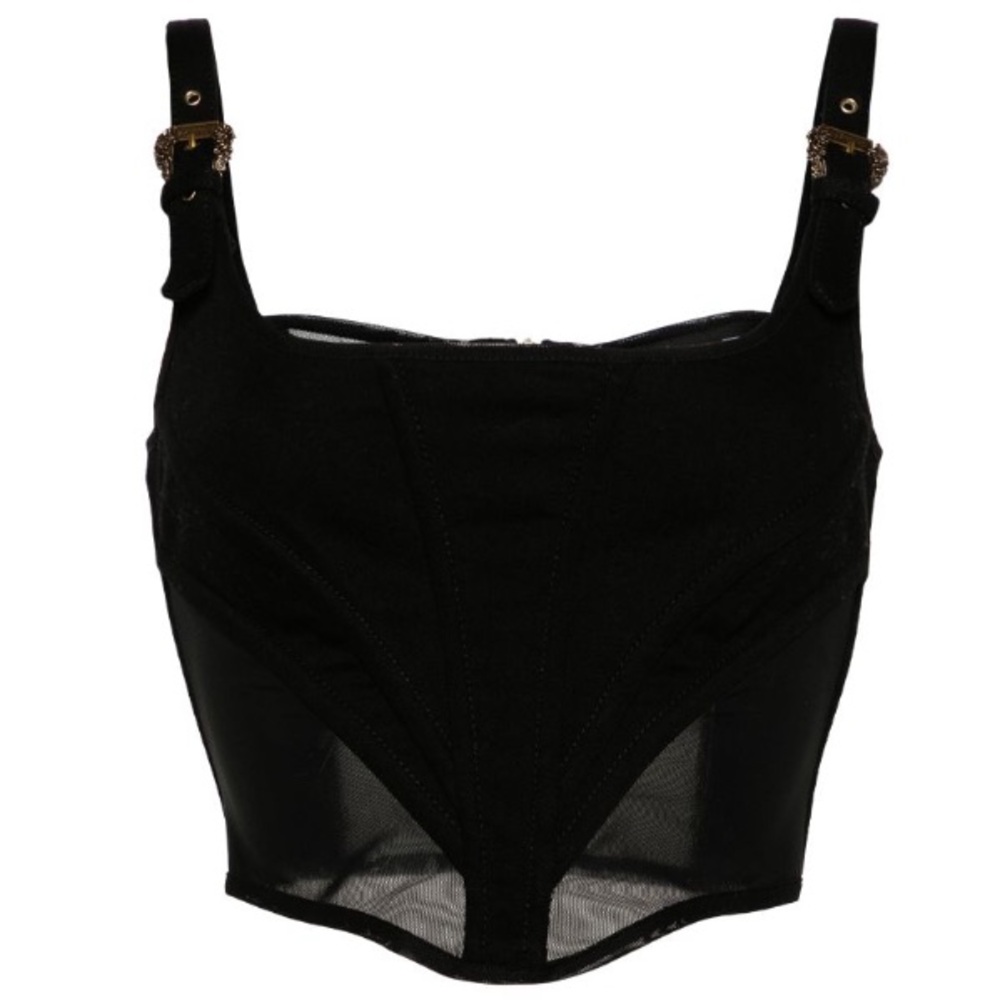 Versace Jeans Couture buckle-strap corset tank- black, sz38
